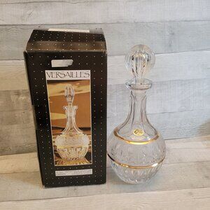 Versailles Lead Crystal Carafe With 24% Lead Content & 14k Gold Trim